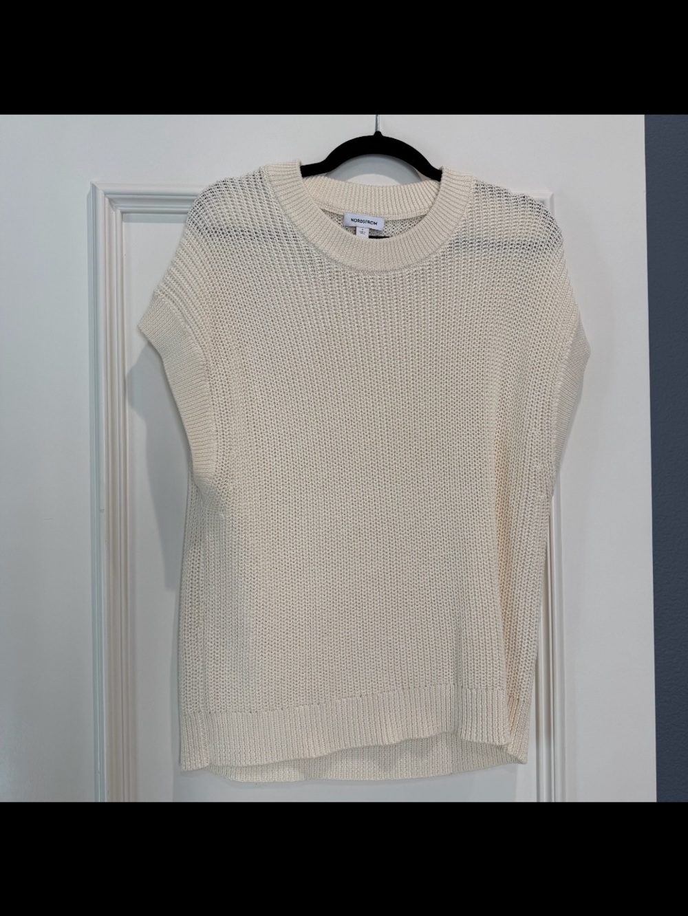 Nordstrom Cream Open-Knit Crewneck Tank